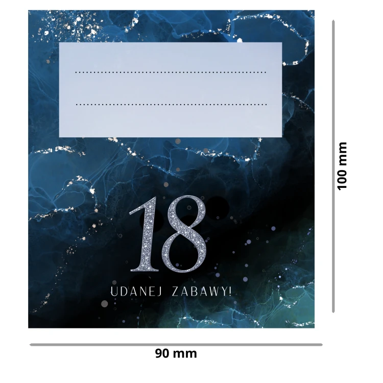 Winietka na 18 urodziny Granat Czerń – wymiary 9 × 5 cm