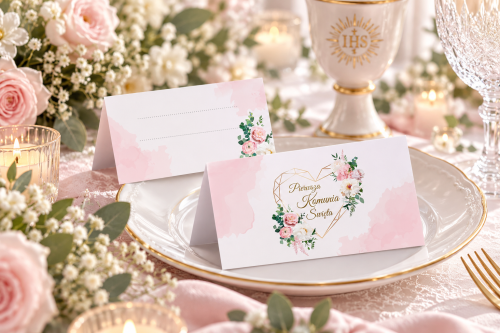 Winietka na Komunię Świętą Róż – elegancka dekoracja stołu komunijnego