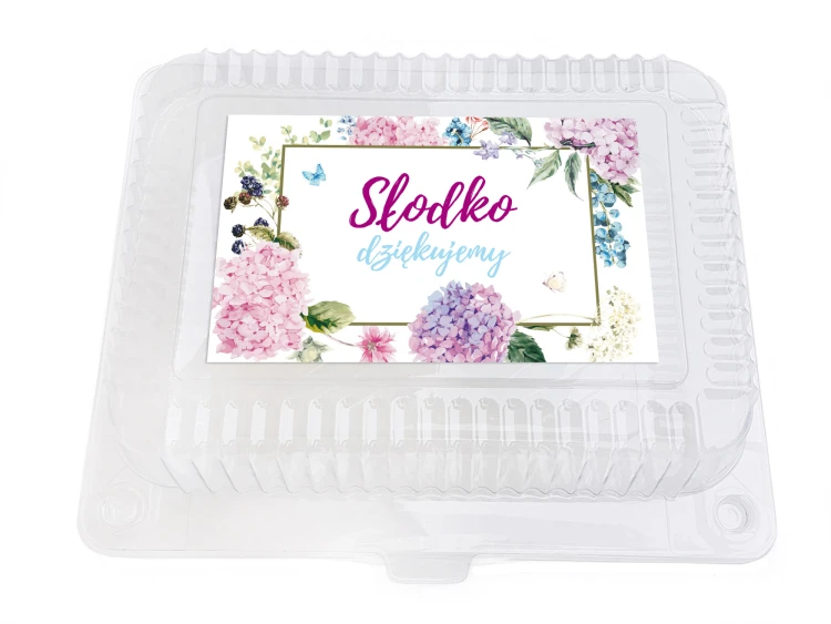 Plastikowe pudełko na ciasto Hortensje Róż – kwiatowe podziękowanie