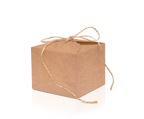 Pudełeczko kraft na ciastka 10×10×8 cm ze sznurkiem jutowym