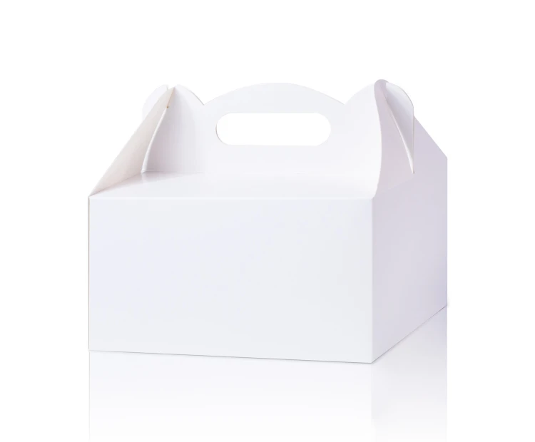 Białe pudełko na ciasto PREMIUM z uchwytem 17 × 14 × 9 cm – uniwersalne opakowanie
